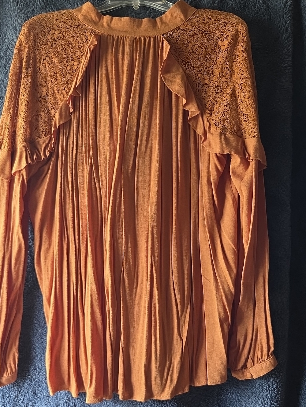mittoshop Rust-Toned Pleated Ruffle Blouse